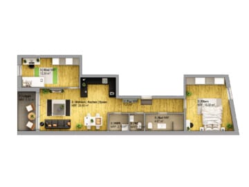 Grundriss Wohnung 3 - Exklusive 3-Zimmer-Eigentumswohnung mit Balkon in Neuwied inkl. PV-Anlage I W3