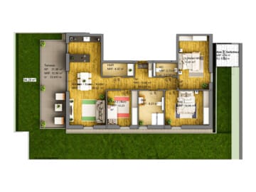 Grundriss Wohnung 2 - 4-Zimmer-Eigentumswohnung im EG mit Garten inkl. PV-Anlage und Wärmepumpe in Weißenthurm I W2