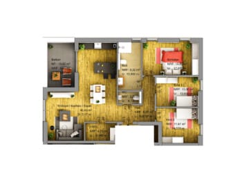 Grundriss Wohnung 3 - 4-Zimmer-Eigentumswohnung im 1.OG mit Loggia inkl. PV-Anlage und Wärmepumpe in Weißenthurm I W3